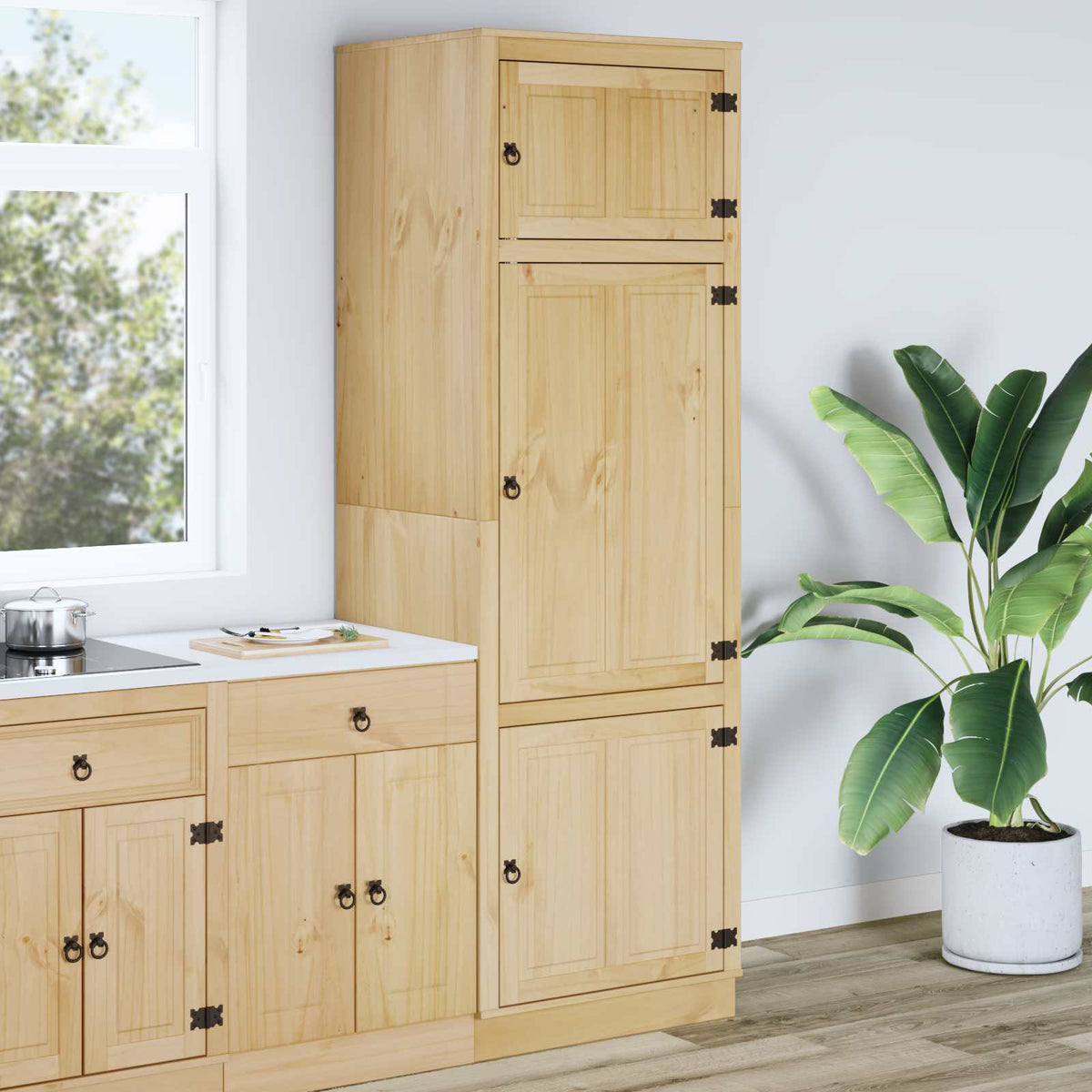vidaXL Cabinet SKI Honey Brown 66 x 58 x 207 cm Solid Pine Wood 4