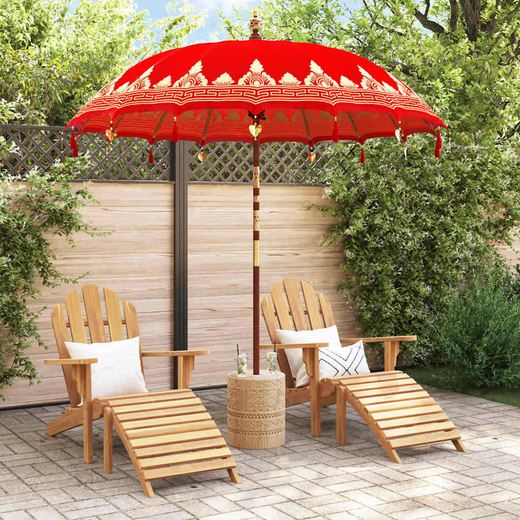 Balinese Parasol 215 x 215 x 260 cm Cotton and Wood Red Ø 210-220 cm