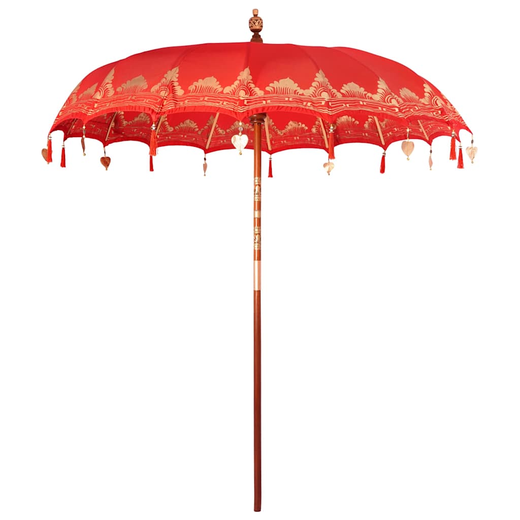Balinese Parasol 215 x 215 x 260 cm Cotton and Wood Red Ø 210-220 cm