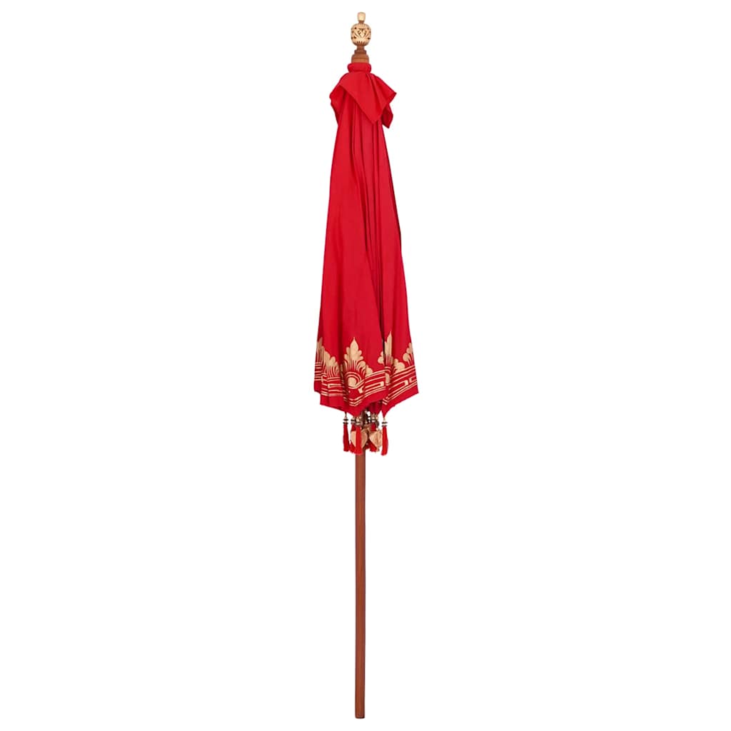 Balinese Parasol 215 x 215 x 260 cm Cotton and Wood Red Ø 210-220 cm