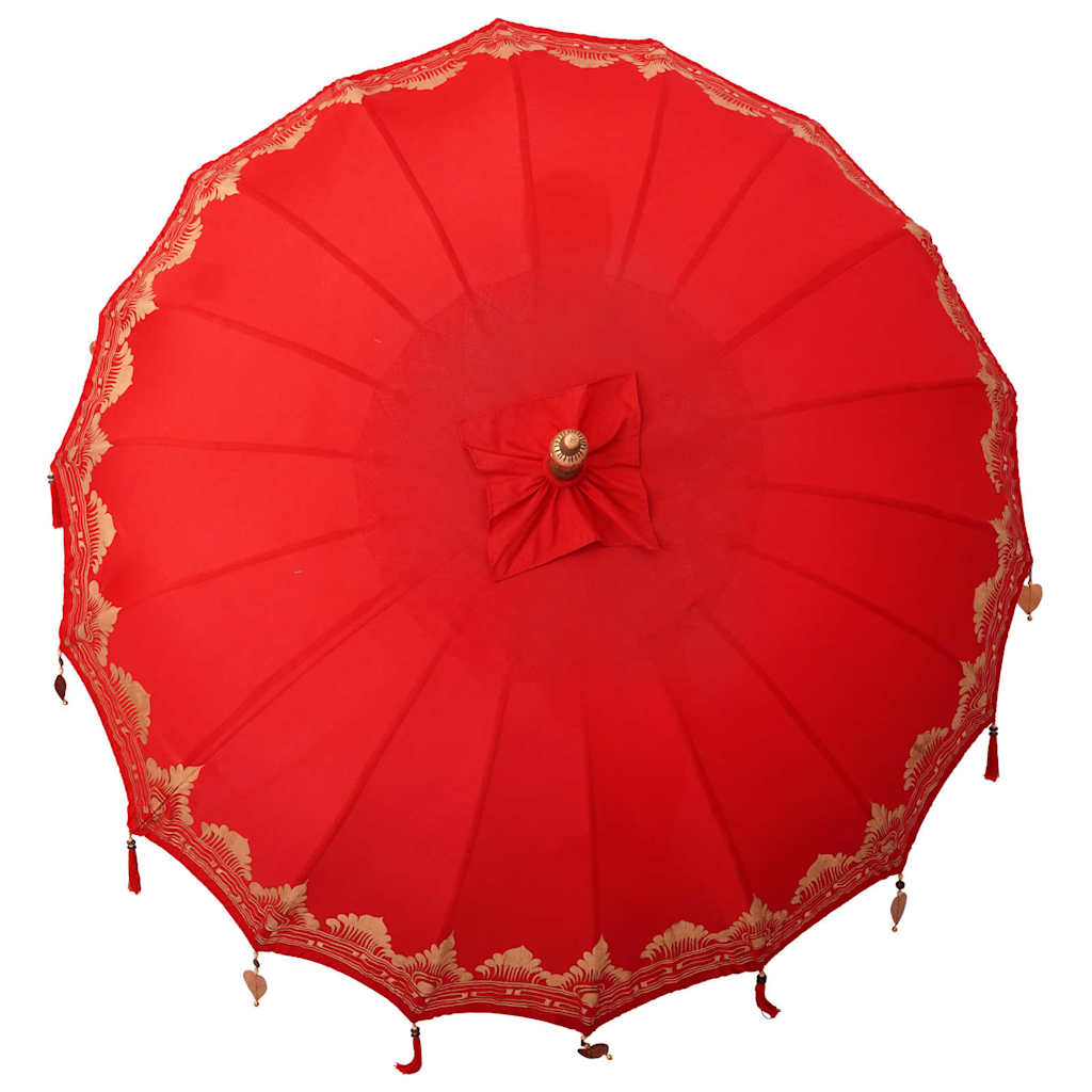 Balinese Parasol 215 x 215 x 260 cm Cotton and Wood Red Ø 210-220 cm
