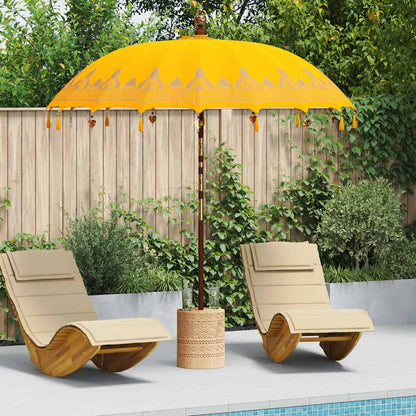 Balinese Parasol 215 x 215 x 260 cm Cotton and Wood Yellow Ø 210-220 cm