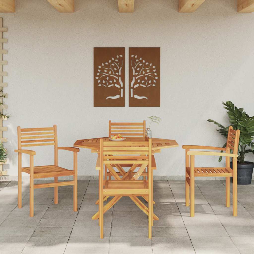 vidaXL Chair 4 pcs Brown Solid Teak Wood 3