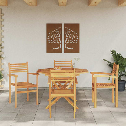 vidaXL Chair 4 pcs Brown Solid Teak Wood 3