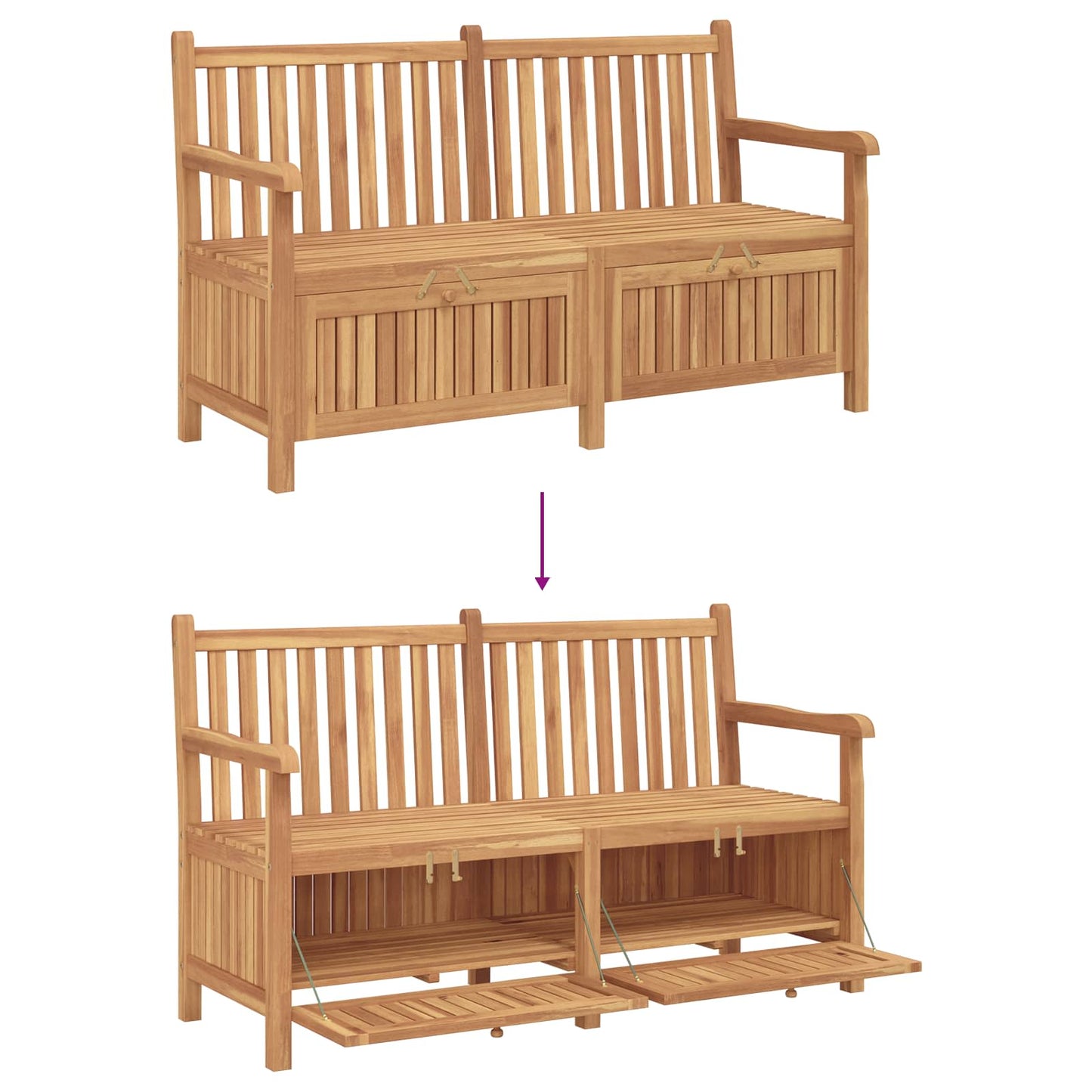 vidaXL Garden Bench with Storage 150 x 60 x 90 cm Solid Teak Wood 6