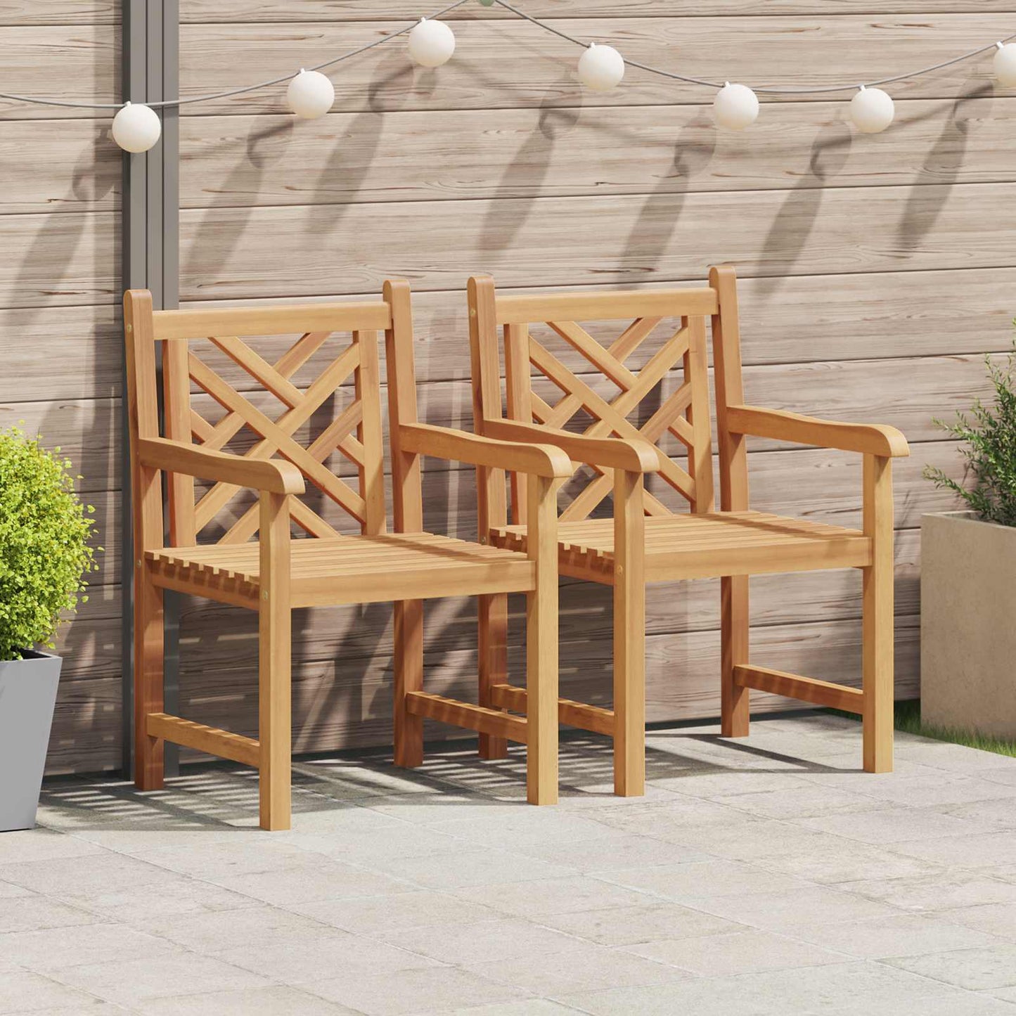 vidaXL Garden Chair 2 pcs Solid Teak Wood 1