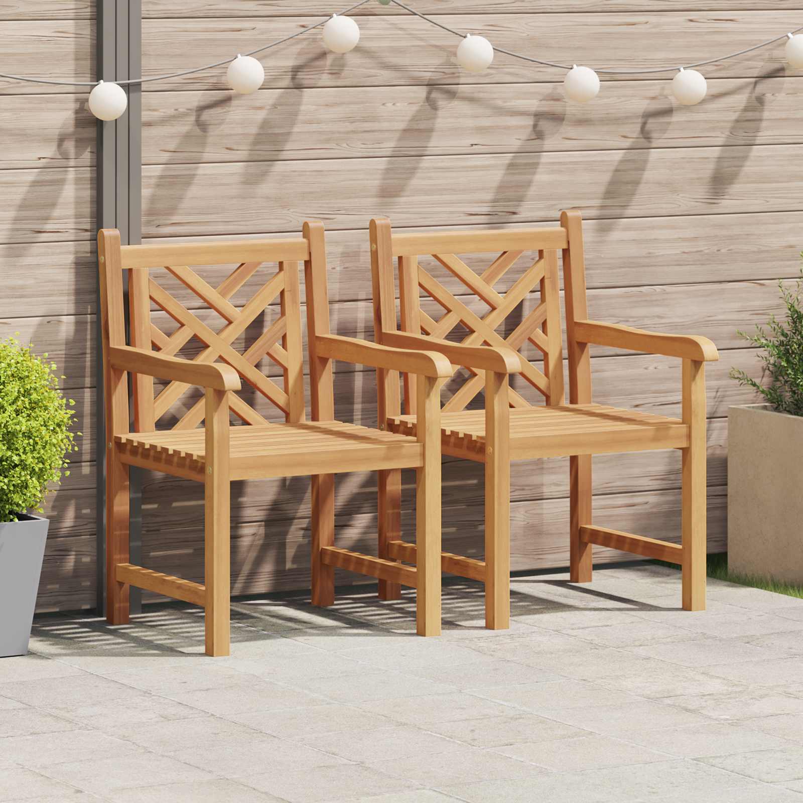 vidaXL Garden Chair 2 pcs Solid Teak Wood 1