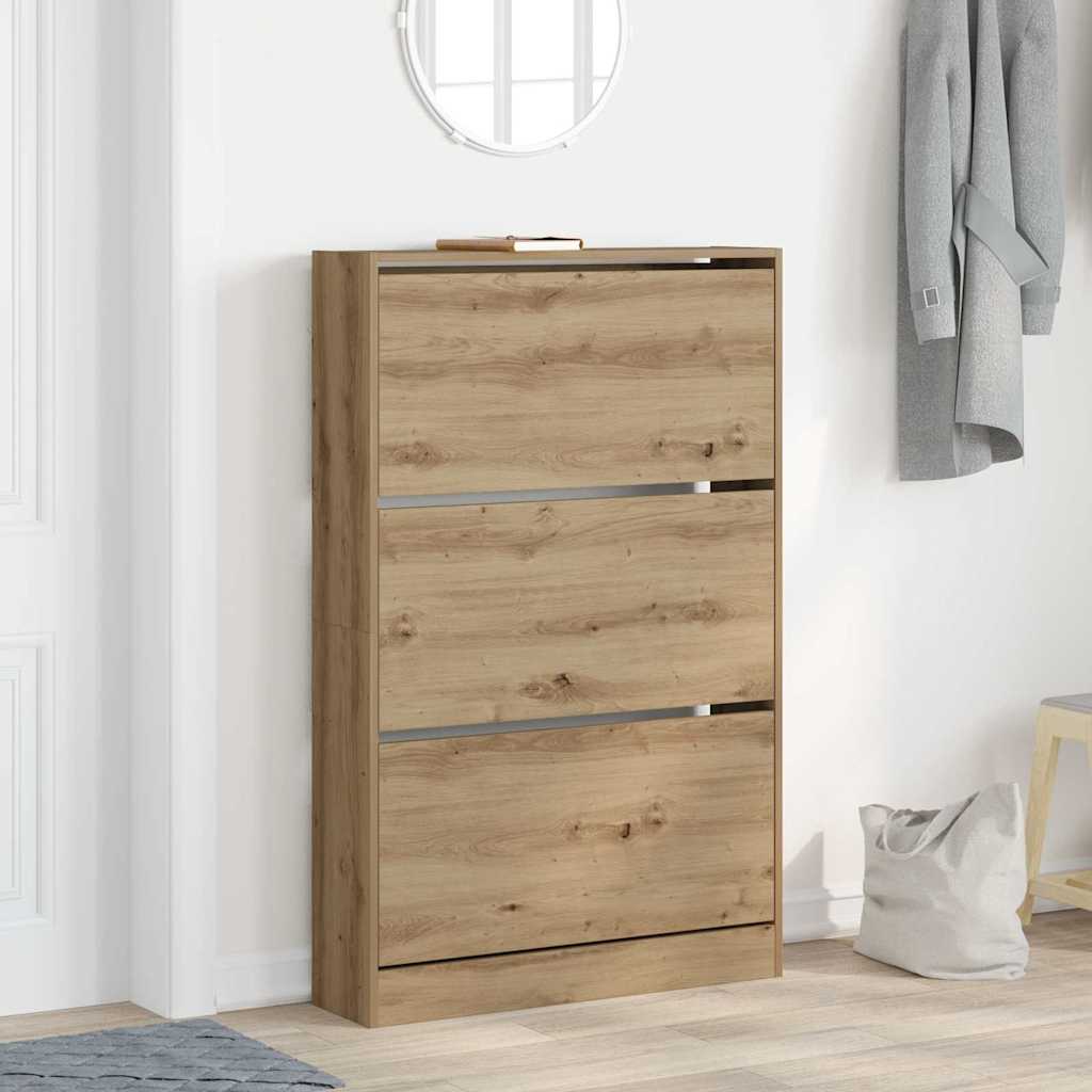 Shoe Cabinet 80x21x125.5 cm Engineered Wood Artisan oak