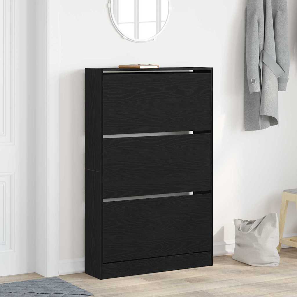 Shoe Cabinet 80x21x125.5 cm Engineered Wood Black oak