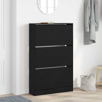 Shoe Cabinet 80x21x125.5 cm Engineered Wood Black oak