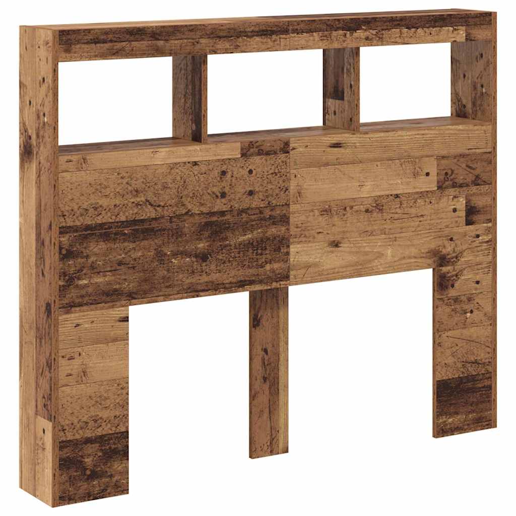 Headboard Cabinet with LED 120 x 17 x 102 cm Old wood
