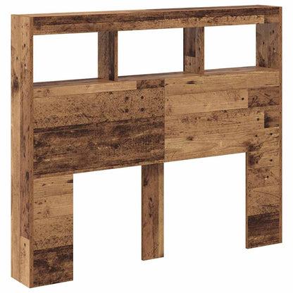 Headboard Cabinet with LED 120 x 17 x 102 cm Old wood