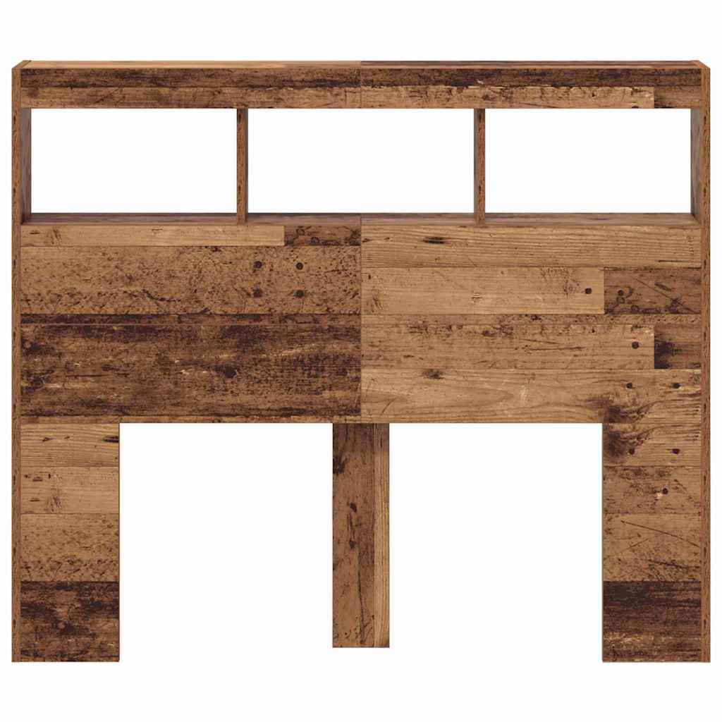 Headboard Cabinet with LED 120 x 17 x 102 cm Old wood