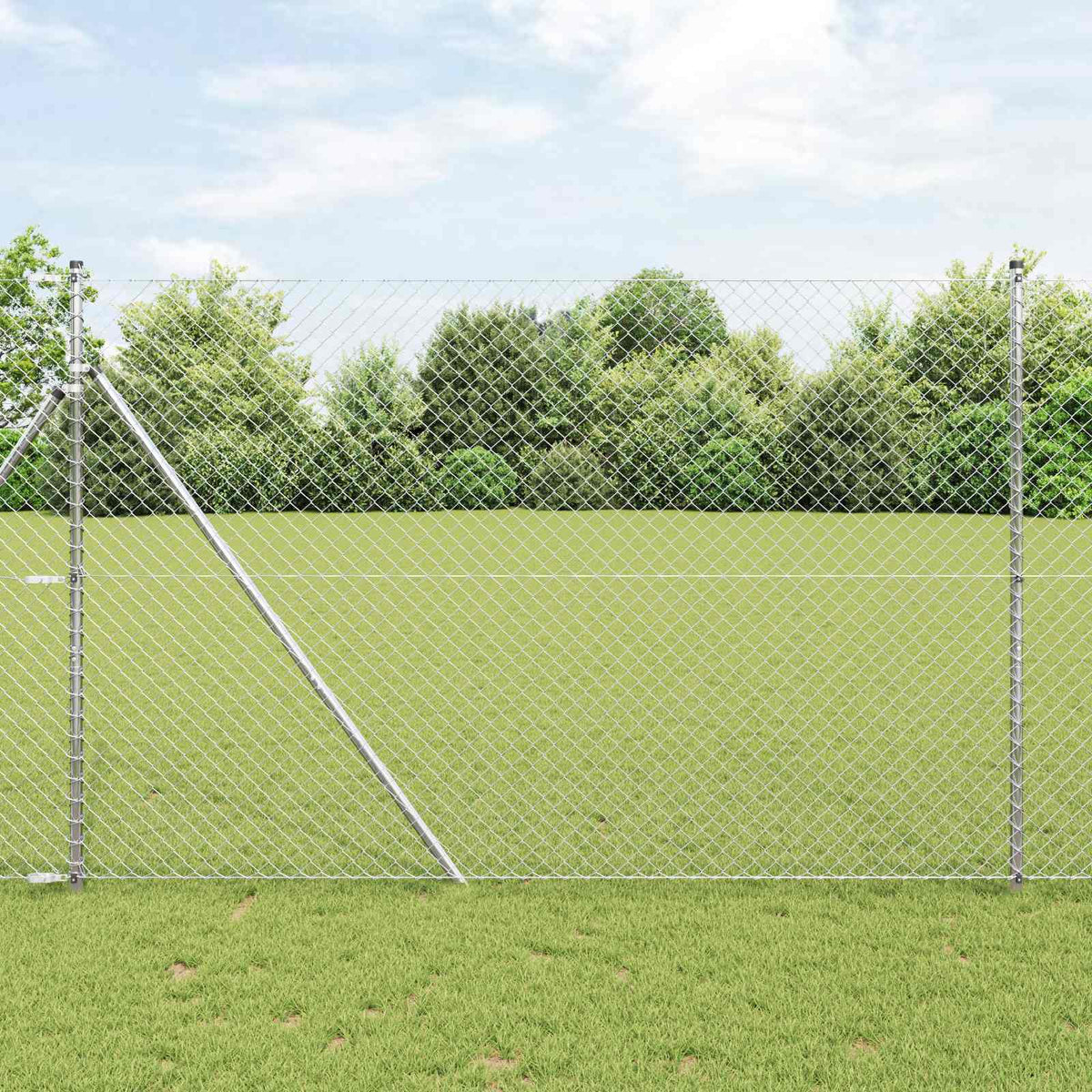 Chain Link Fence Galvanised steel mesh Size 60 x 60 mm Silver 10 m 1.6 m