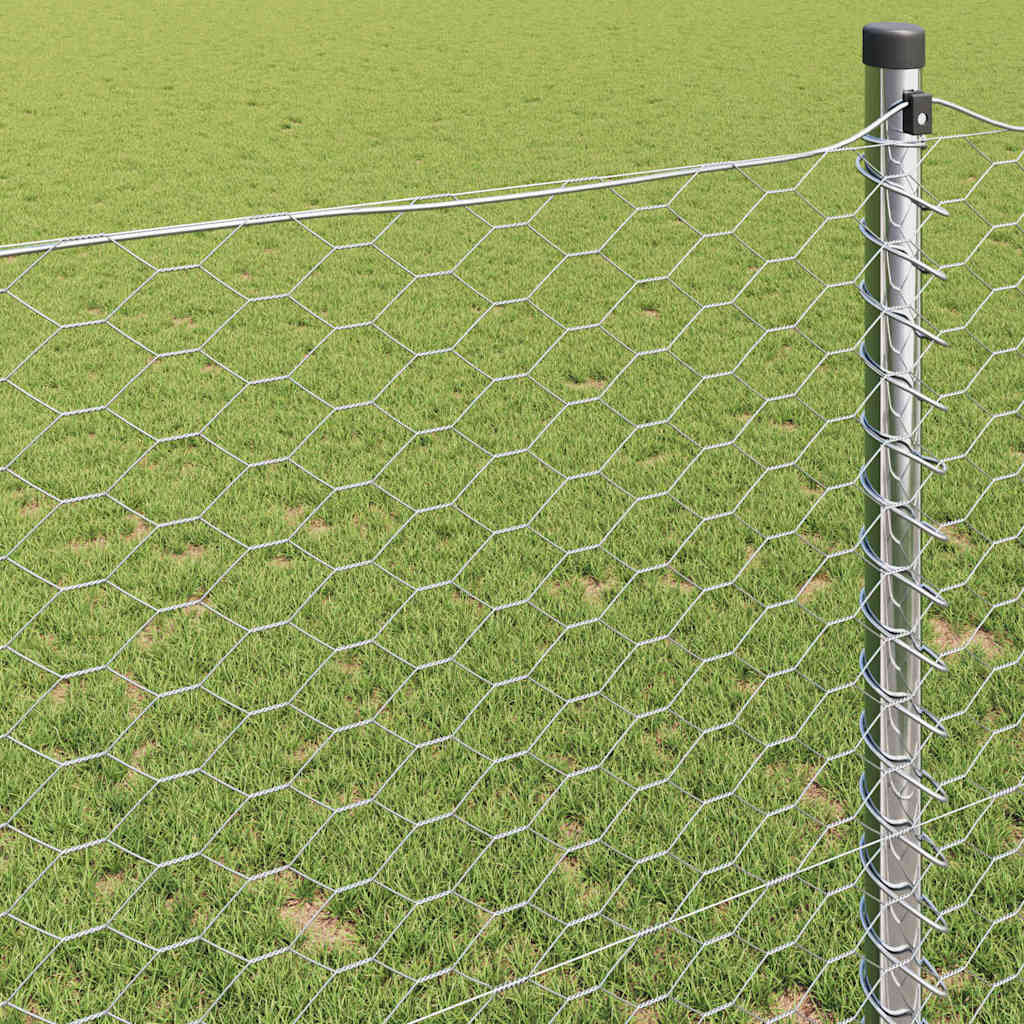 Hexagon Fence 1 x 100 m Silver Galvanised Steel mesh Size 36 mm 1.4 m