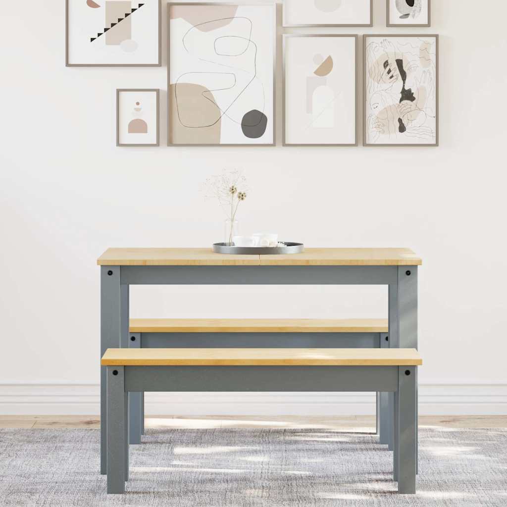 vidaXL 3 Piece Dining Set "PANAMA" Grey Solid Wood Pine 3