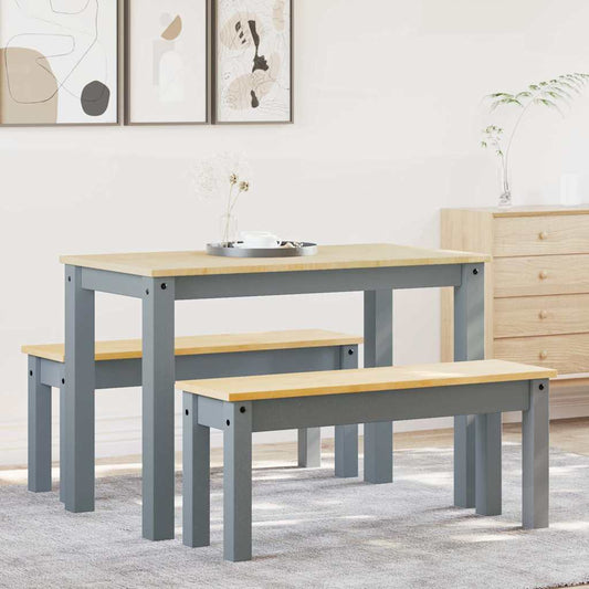3 Piece Dining Set "PANAMA" Solid Wood Pine 117 cm 2x bench
