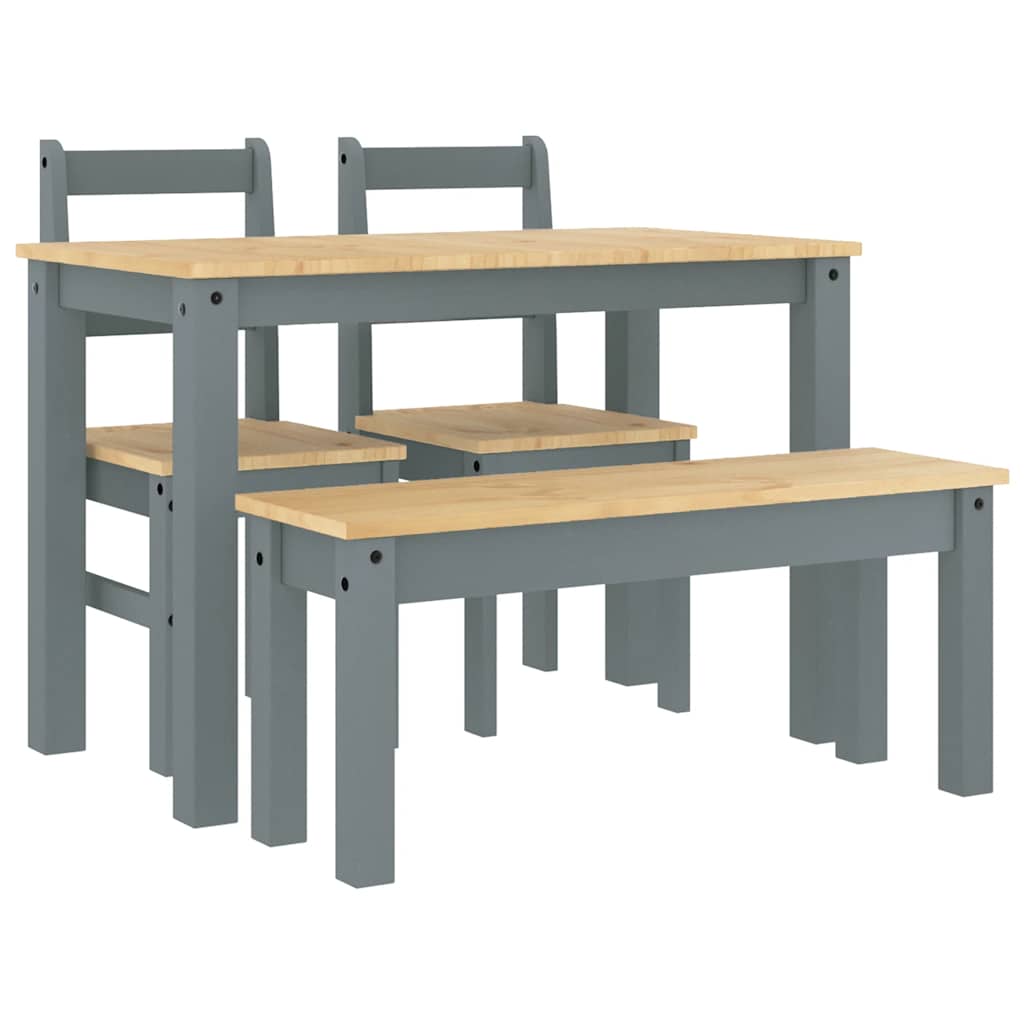 3 Piece Dining Set "PANAMA" Solid Wood Pine 117 cm Bench + 2x chair