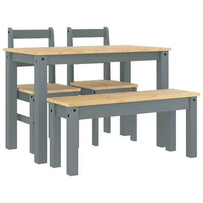 3 Piece Dining Set "PANAMA" Solid Wood Pine 117 cm Bench + 2x chair