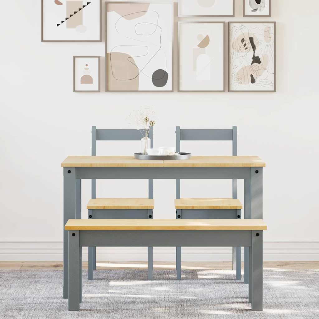 3 Piece Dining Set "PANAMA" Solid Wood Pine 117 cm Bench + 2x chair