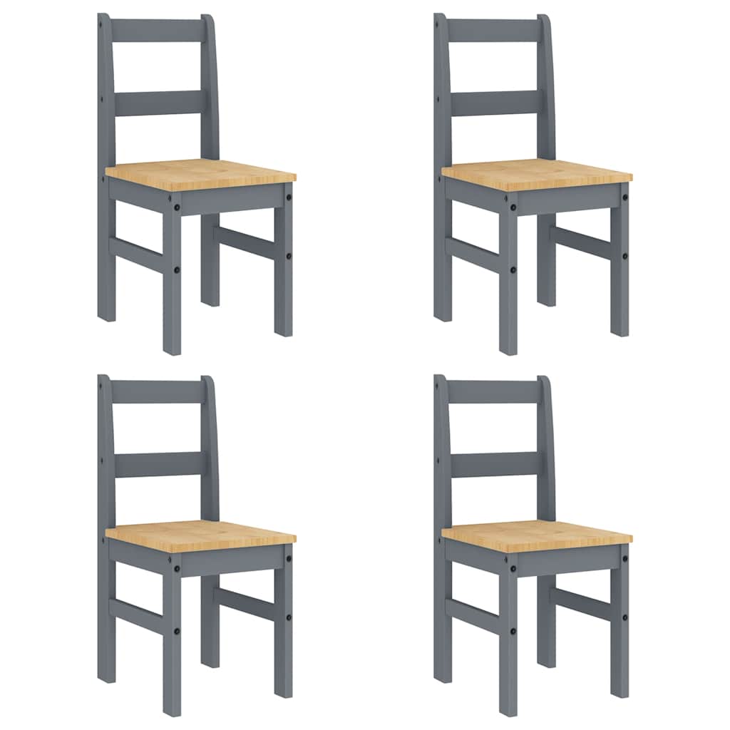 vidaXL 5 Piece Dining Set "PANAMA" Grey Solid Wood Pine 4