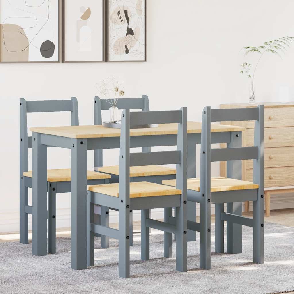 vidaXL 5 Piece Dining Set "PANAMA" Grey Solid Wood Pine 1