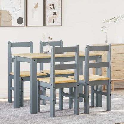 vidaXL 5 Piece Dining Set "PANAMA" Grey Solid Wood Pine 1