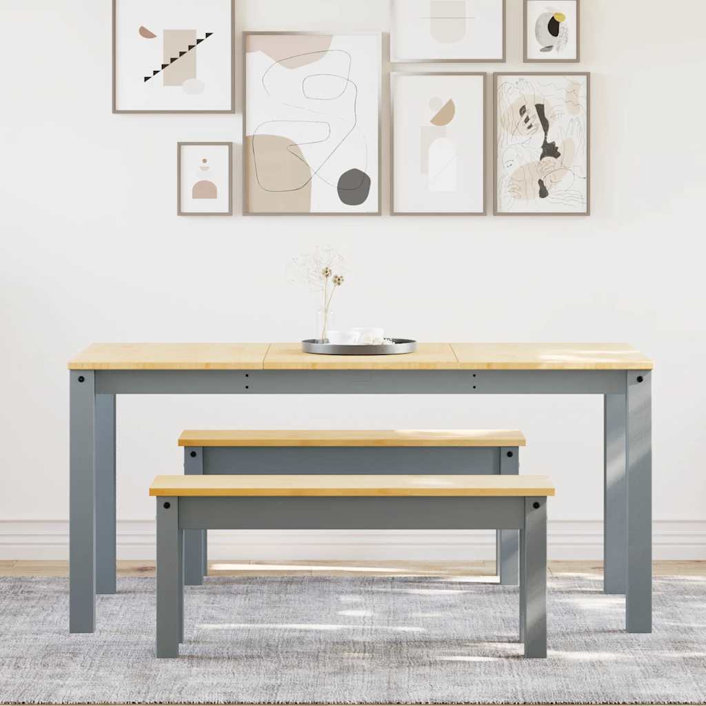 3 Piece Dining Set "PANAMA" Solid Wood Pine 160 cm 2x bench