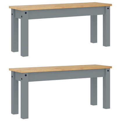 vidaXL 3 Piece Dining Set "PANAMA" Grey Solid Wood Pine 6