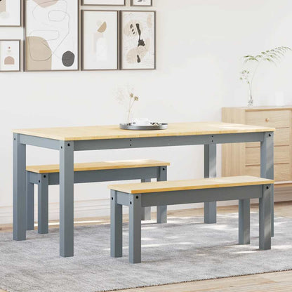 vidaXL 3 Piece Dining Set "PANAMA" Grey Solid Wood Pine 1