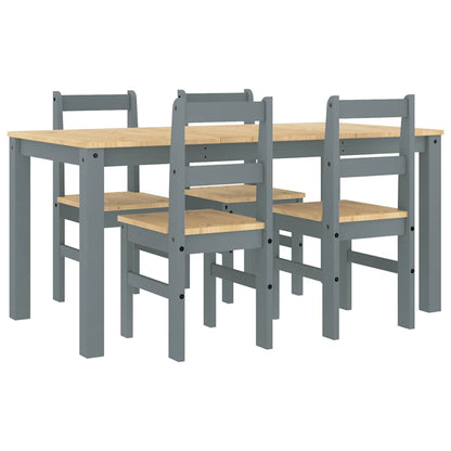 vidaXL 5 Piece Dining Set "PANAMA" Grey Solid Wood Pine 2