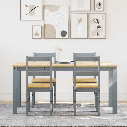 vidaXL 5 Piece Dining Set "PANAMA" Grey Solid Wood Pine 3