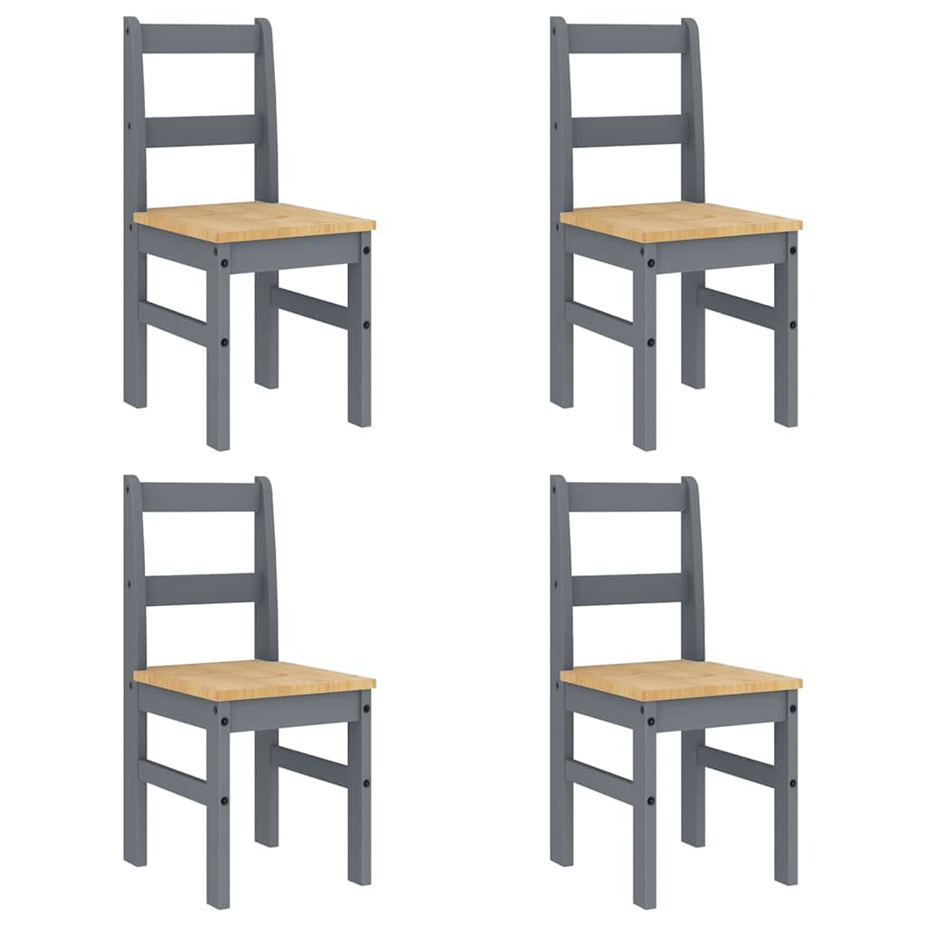 vidaXL 5 Piece Dining Set "PANAMA" Grey Solid Wood Pine 4