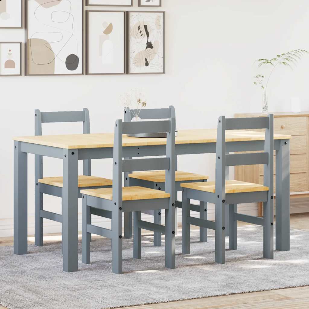 vidaXL 5 Piece Dining Set "PANAMA" Grey Solid Wood Pine 1