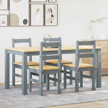 vidaXL 5 Piece Dining Set "PANAMA" Grey Solid Wood Pine 1