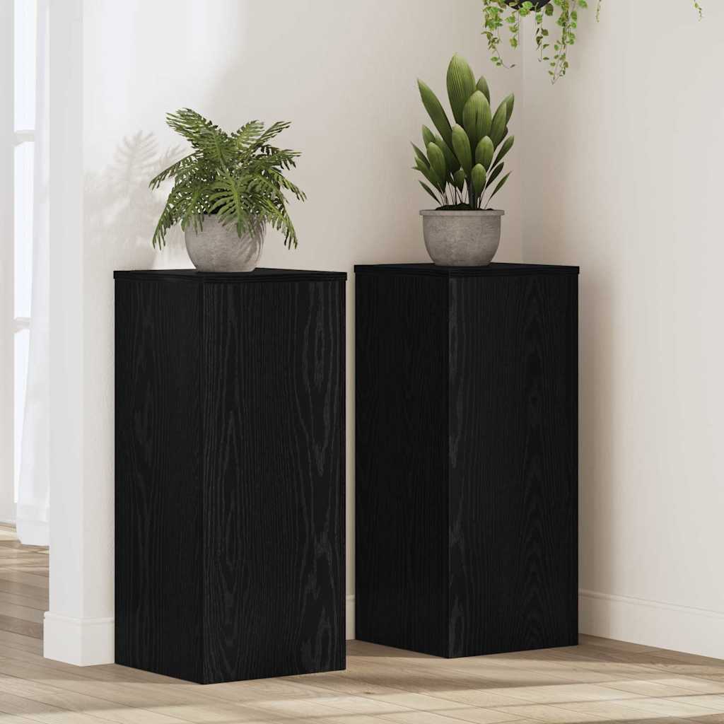 Plant Stands 2 pcs Engineered wood Width 30 cm Black oak 70 cm