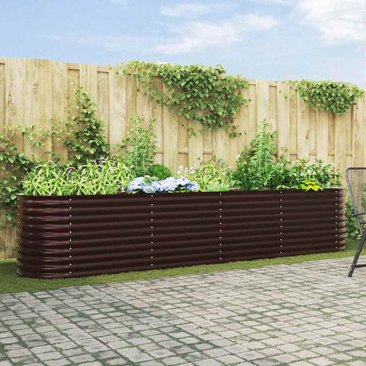 Raised Bed 400 x 80 x 81 cm Steel Height 81 cm Width 400 cm Brown