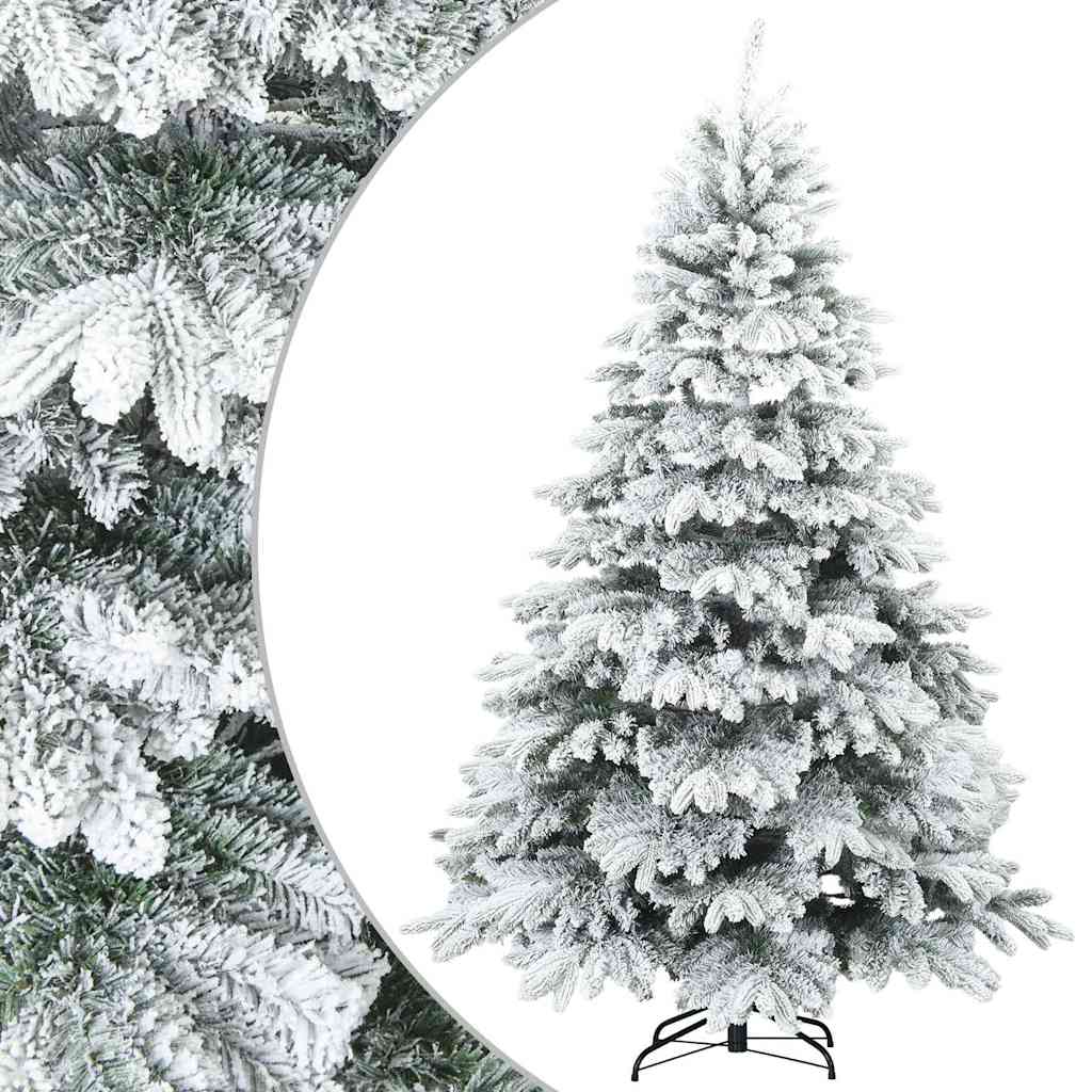 vidaXL Artificial Hinged Christmas Tree Snow Flocked White 240 cm 2