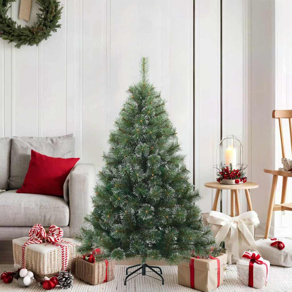 Artificial Hinged Christmas Tree PVC White and green 120 cm