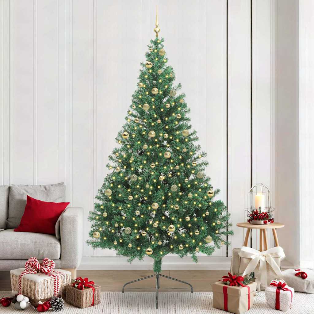 Artificial Pre-lit Christmas Tree PVC 240 cm Green with 120 gold balls