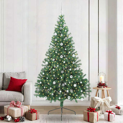 Artificial Pre-lit Christmas Tree PVC 240 cm Green with 120 silver balls