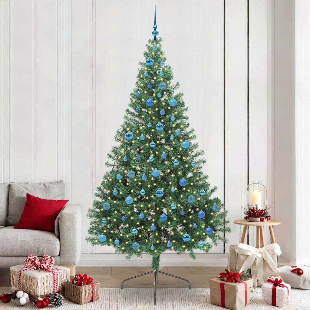 Artificial Pre-lit Christmas Tree PVC 240 cm Green with 120 blue balls