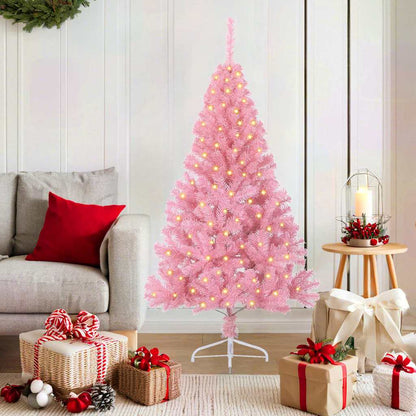 Artificial Pre-lit Christmas Tree PVC 150 cm Pink without baubles
