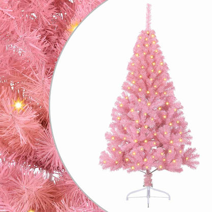 Artificial Pre-lit Christmas Tree PVC 150 cm Pink without baubles