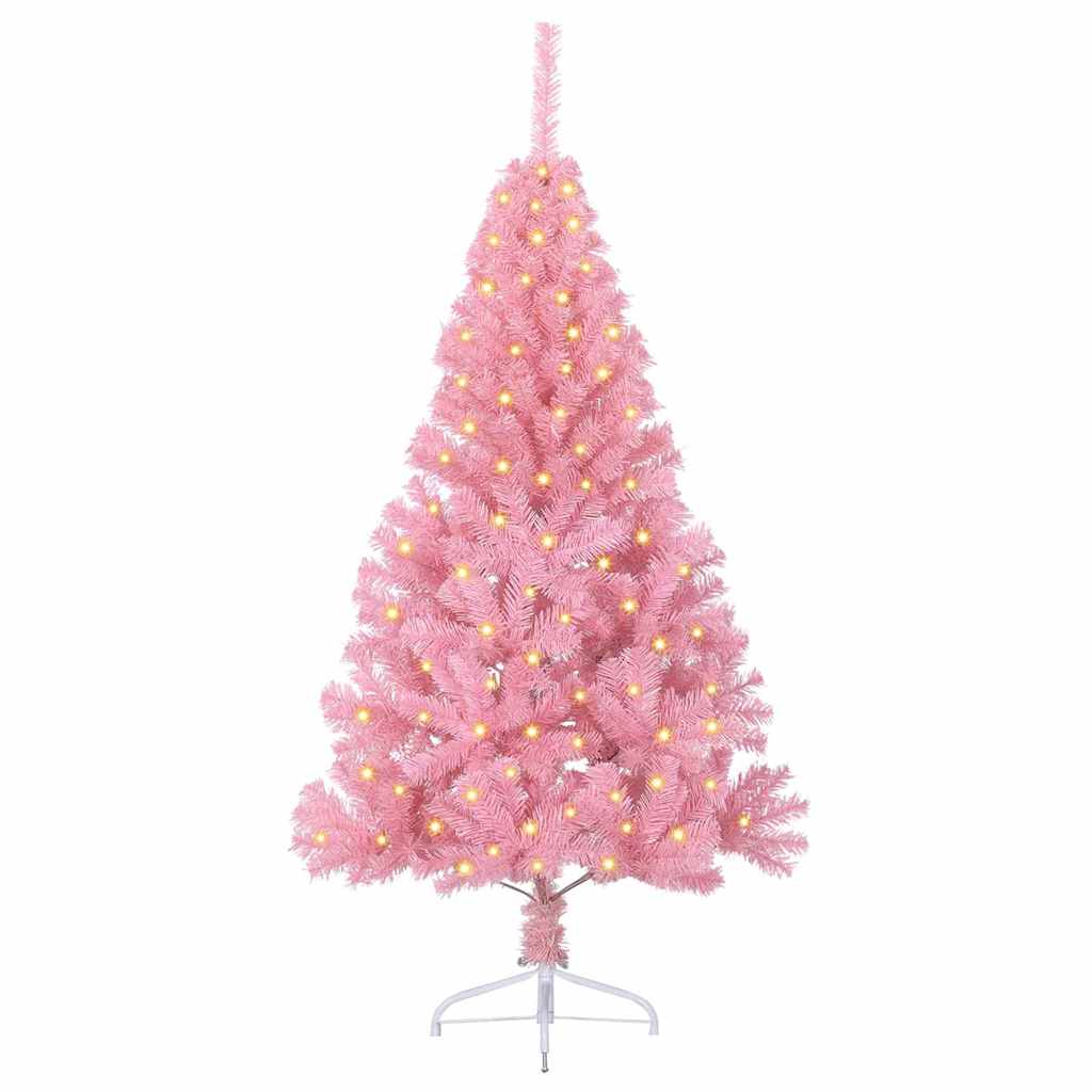 Artificial Pre-lit Christmas Tree PVC 150 cm Pink without baubles