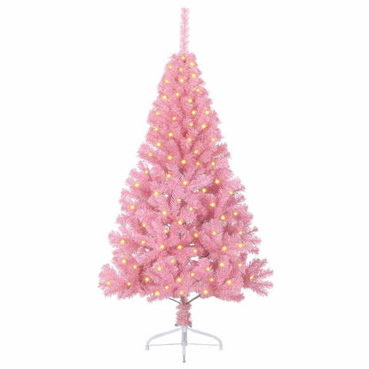 Artificial Pre-lit Christmas Tree PVC 150 cm Pink without baubles