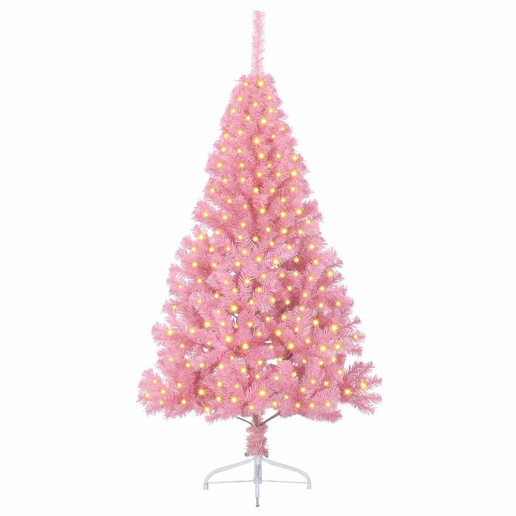 Artificial Pre-lit Christmas Tree PVC 180 cm Pink without baubles