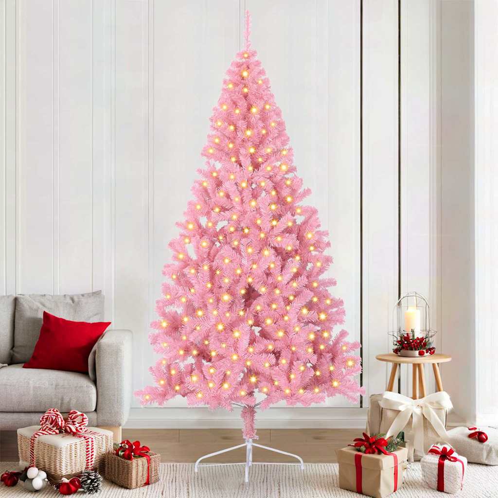 Artificial Pre-lit Christmas Tree PVC 210 cm Pink without baubles