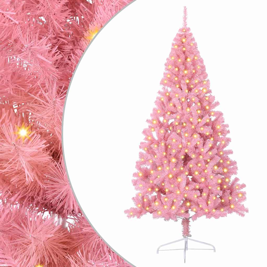 Artificial Pre-lit Christmas Tree PVC 210 cm Pink without baubles