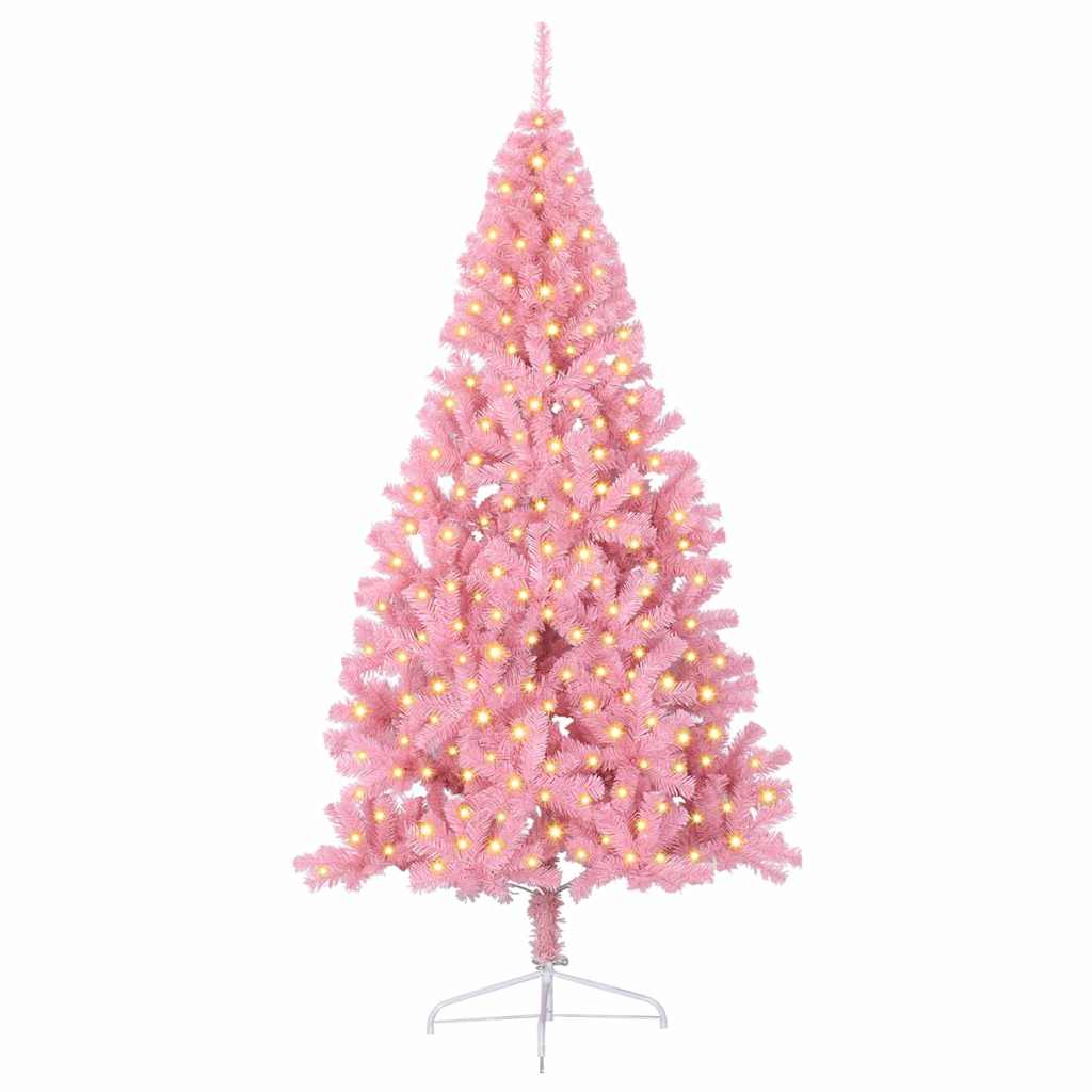 Artificial Pre-lit Christmas Tree PVC 210 cm Pink without baubles